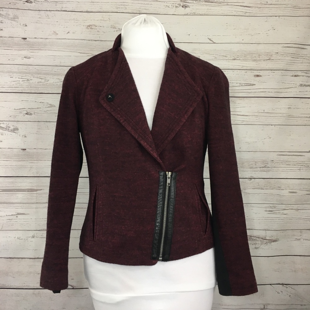 Coldwater Creek Maroon Moto Jacket Size 4